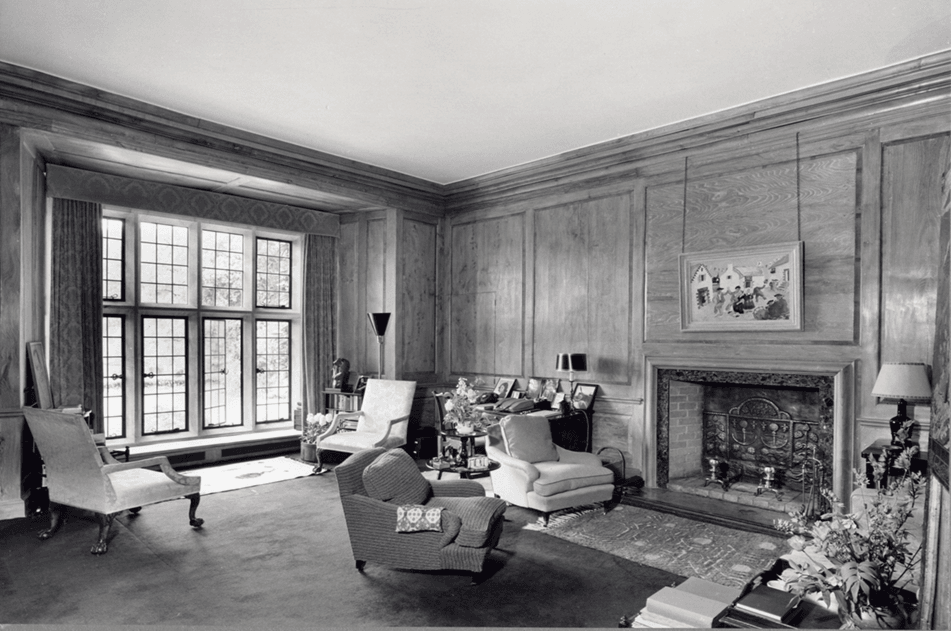 Historic photo of the Morning Room, which will be restored and host part of the core collection, DHTA/TPH/12/R/028, © Dartington Hall Trust Archive