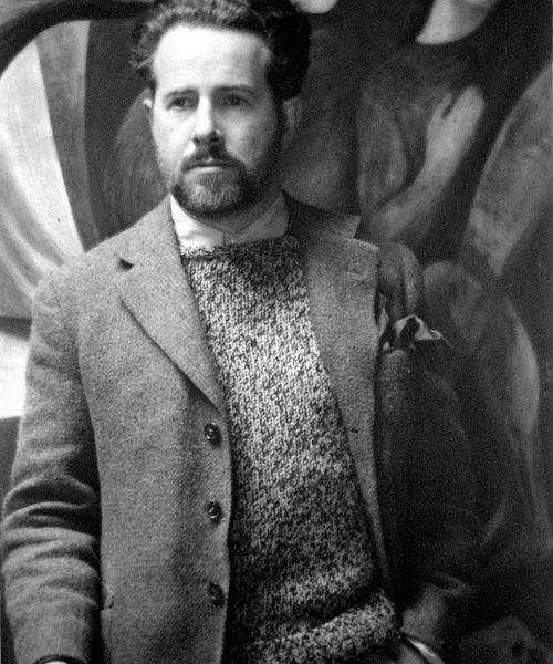 Mark Tobey in front of his mural c1933 4 photo Stuart Black The Dartington Hall Trust